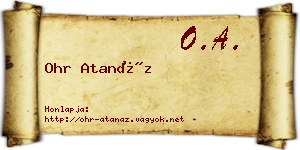 Ohr Atanáz névjegykártya